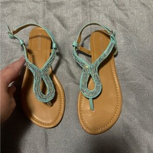 Maurices Turquoise Beaded Sandals